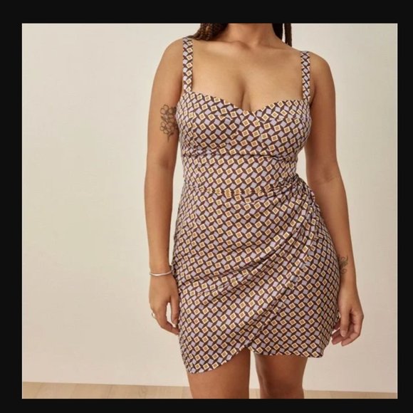 Reformation Fonda Silk Dress Colorful - Picture 1 of 8